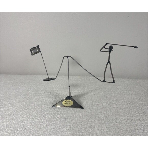 Certo Italian Craft Metal Handmade Modernist Style Golfer Sculpture Figure Golf - Picture 1 of 7